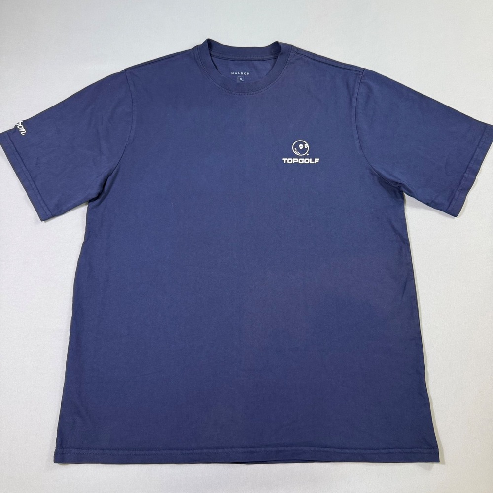 Malbon T-Shirt Mens Small Navy Blue Topgolf Graphic Cotton Short Sleeve Tee